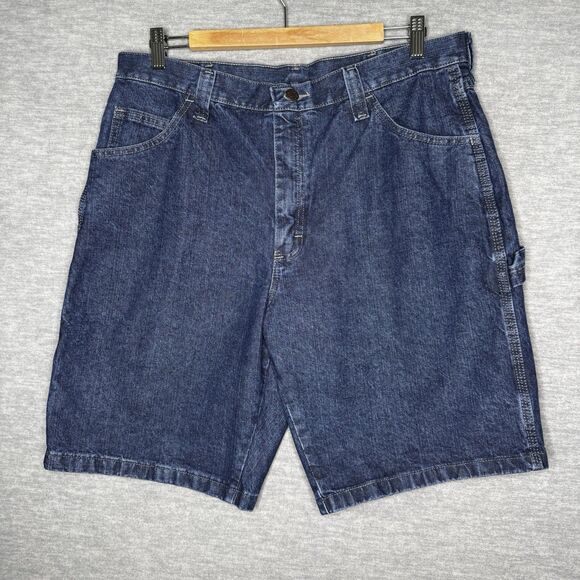 Wrangler Shorts Mens 34 Baggy Carpenter Jean Jorts Denim Skater Grunge Hip Hop‎ - Picture 4 of 5